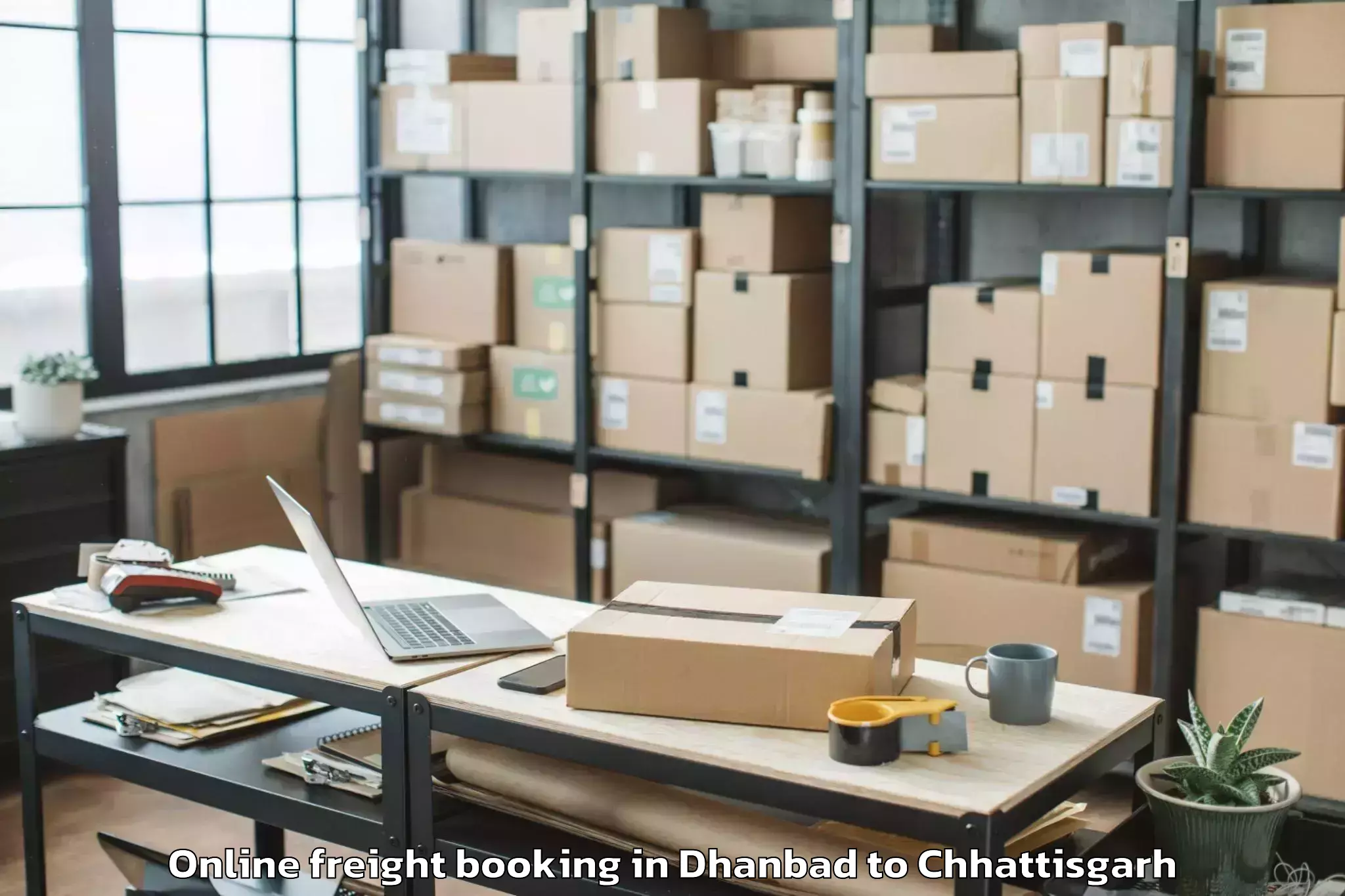 Comprehensive Dhanbad to Berla Online Freight Booking